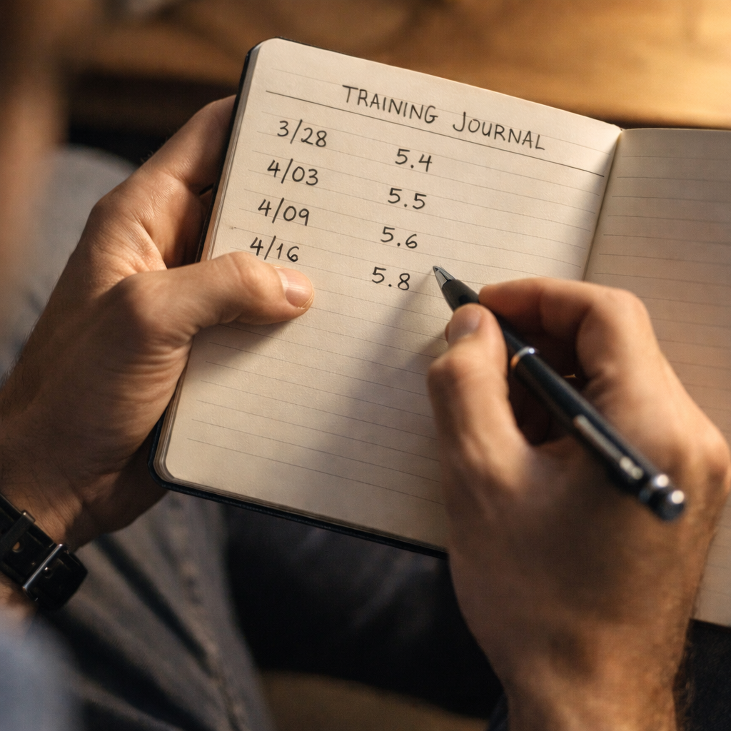 Training journal with progress measurements
